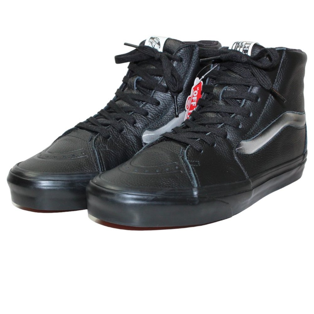 VANS Old Skool SK8-Hi XL Black Leather Reflective Sneakers Men's 9.5 NEW!